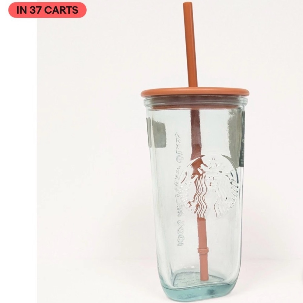 Starbucks triangle Eco-Friendly Recycled Glass Tumbler with Straw - - Picture 2 of 5
